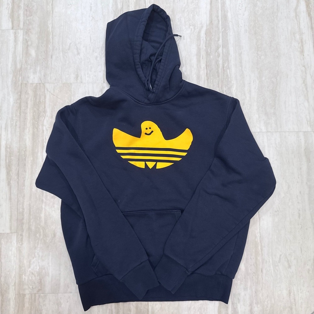 Adidas Originals Mark Gonzales Shmoo Hoodie Navy Blue Yellow Mens Small